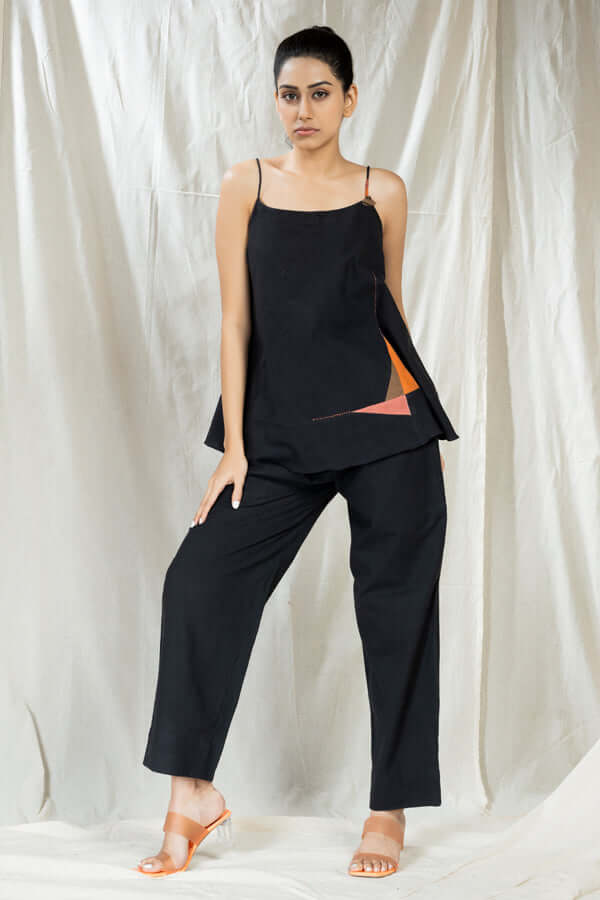 Eco Angles- Black Affluent Applique Co-Ord Set