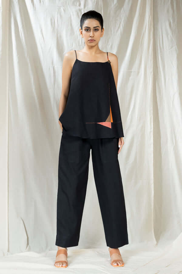 Eco Angles- Black Affluent Applique Co-Ord Set