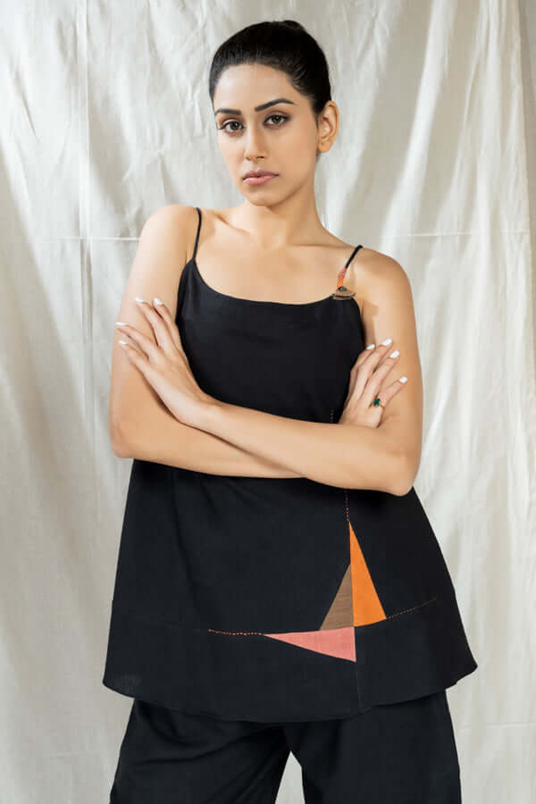 Eco Angles- Black Affluent Applique Co-Ord Set