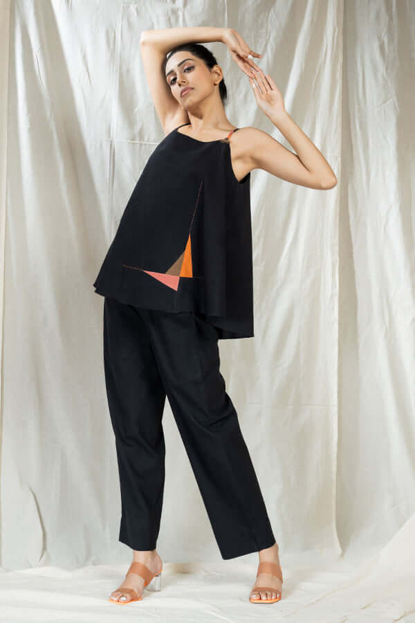 Eco Angles- Black Affluent Applique Co-Ord Set