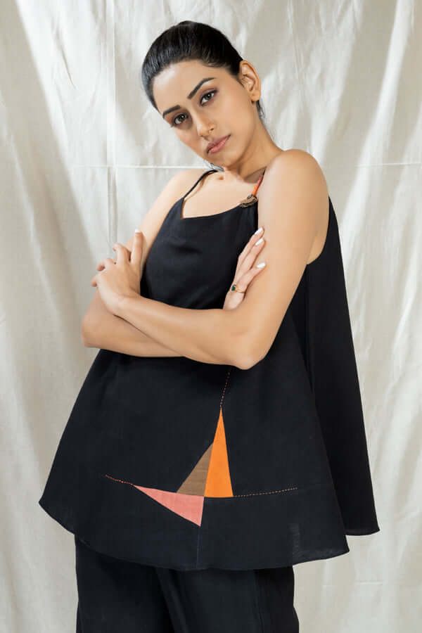 Eco Angles- Black Affluent Applique Co-Ord Set