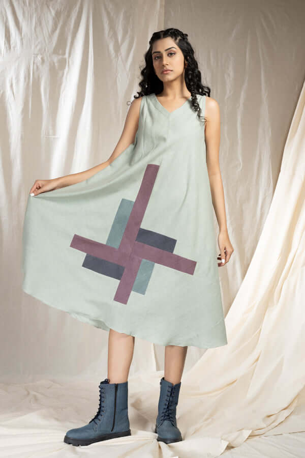 Tonal Blocks - Eco-Conscious Khadi Dress