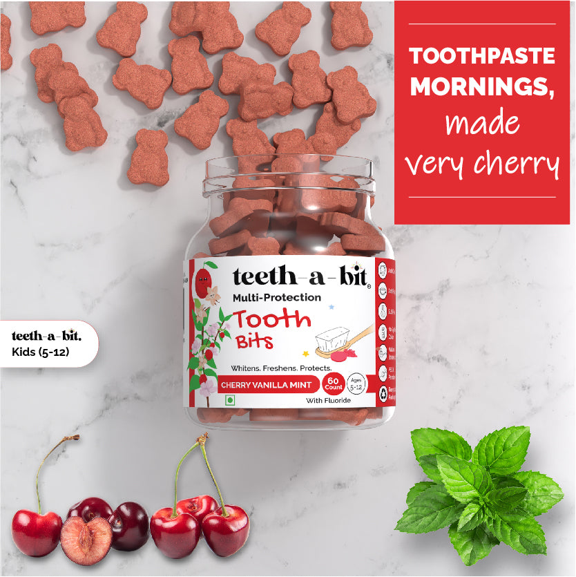 Kids Toothpaste Tablets | Cherry Vanilla Mint, SLS-Free, Plant-Based (60 Count)