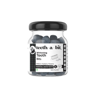 Snow White Whitening Charcoal Tooth Bits | Enamel Safe, Stain Removal (60 Count)