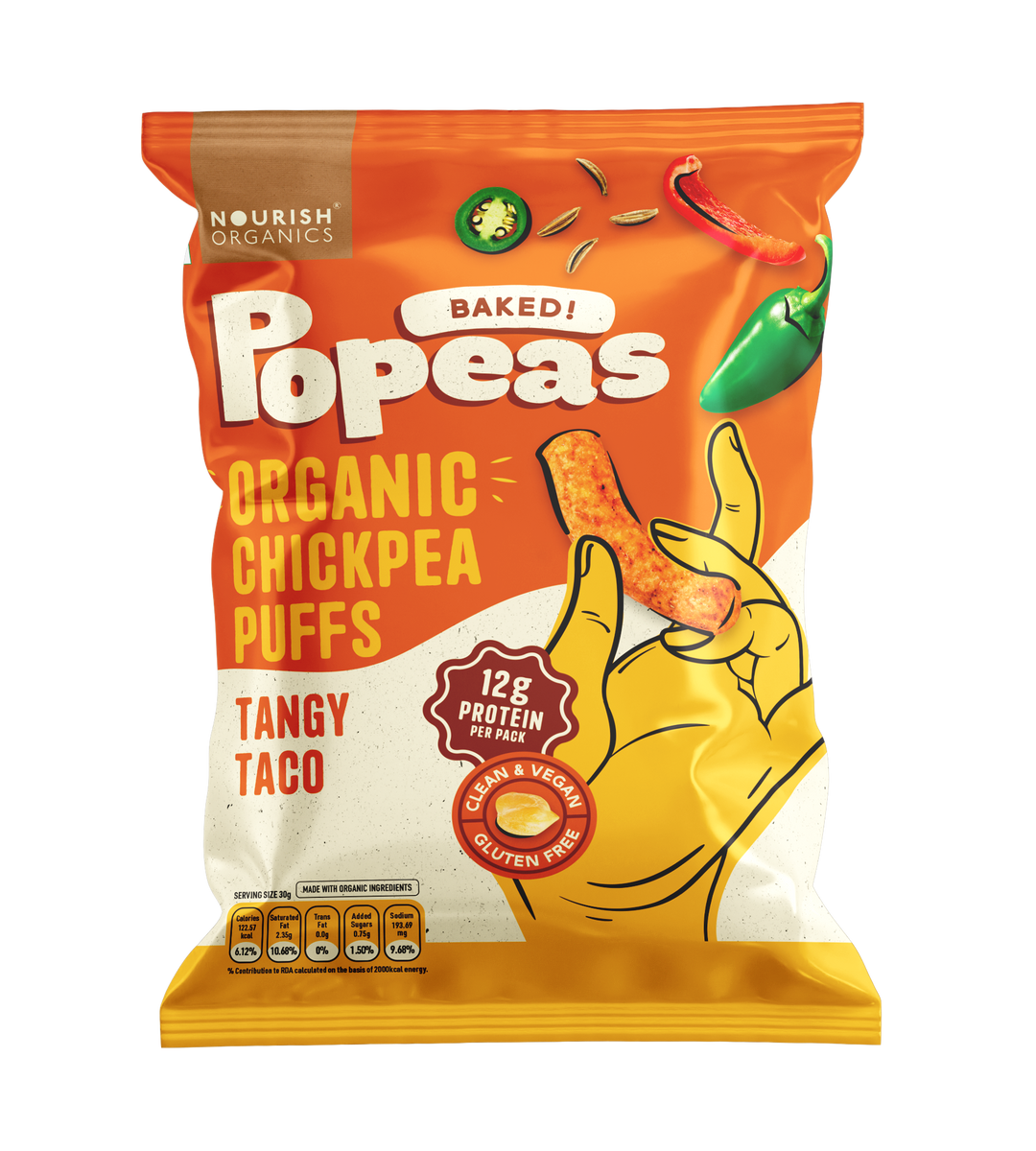 NOURISH ORGANICS Popeas Snack Hamper - Guilt-Free Crunchy Peas (Pack of 8)