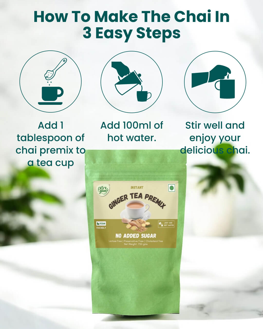 No Added Sugar Tea Premix - Ginger (Adrak) (750g)