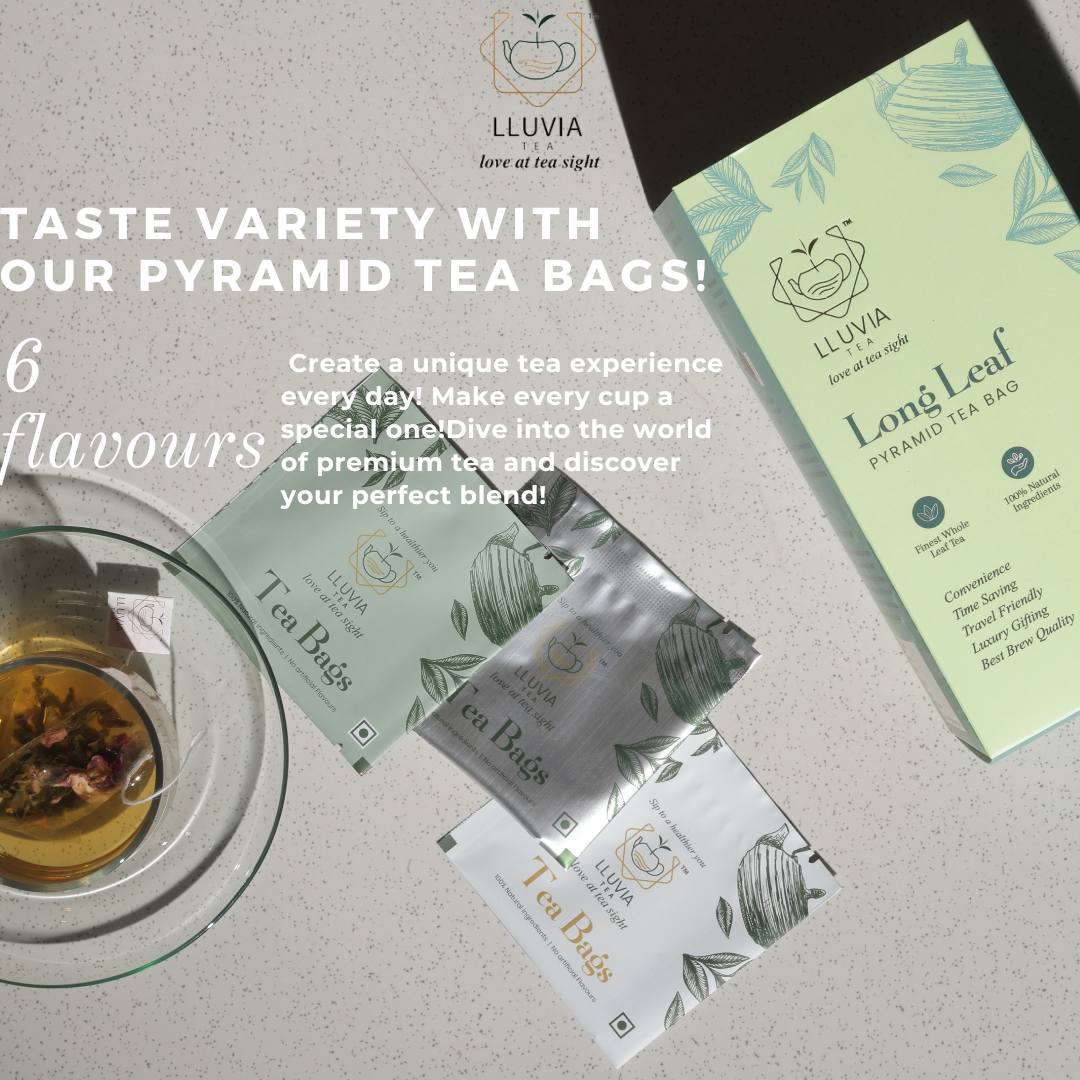Lluvia Tea Floral Assorted Pack| Pyramid Tea bags| 6 Flavours in a box