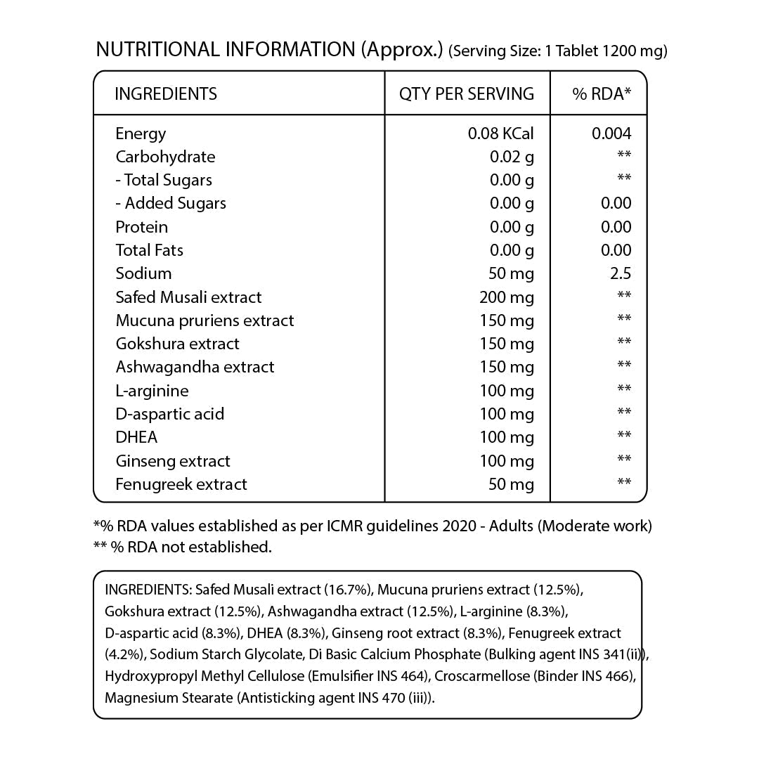 Testoboost Herbal Vitality & Stamina Tablets for Men | 60 Tabs