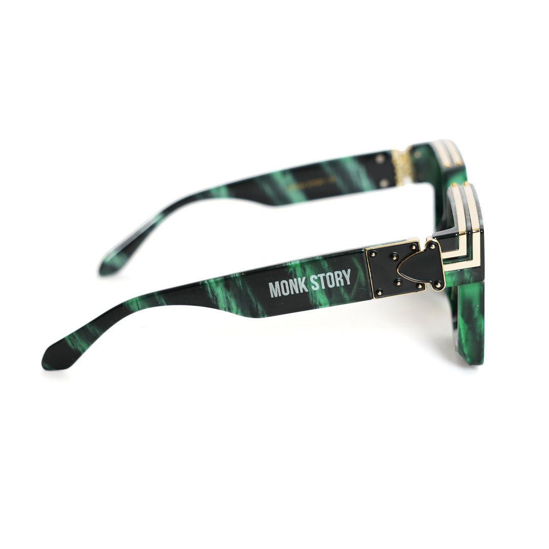 Monkstory Millionaire Unisex Wayfarer Sunglasses - Green Master