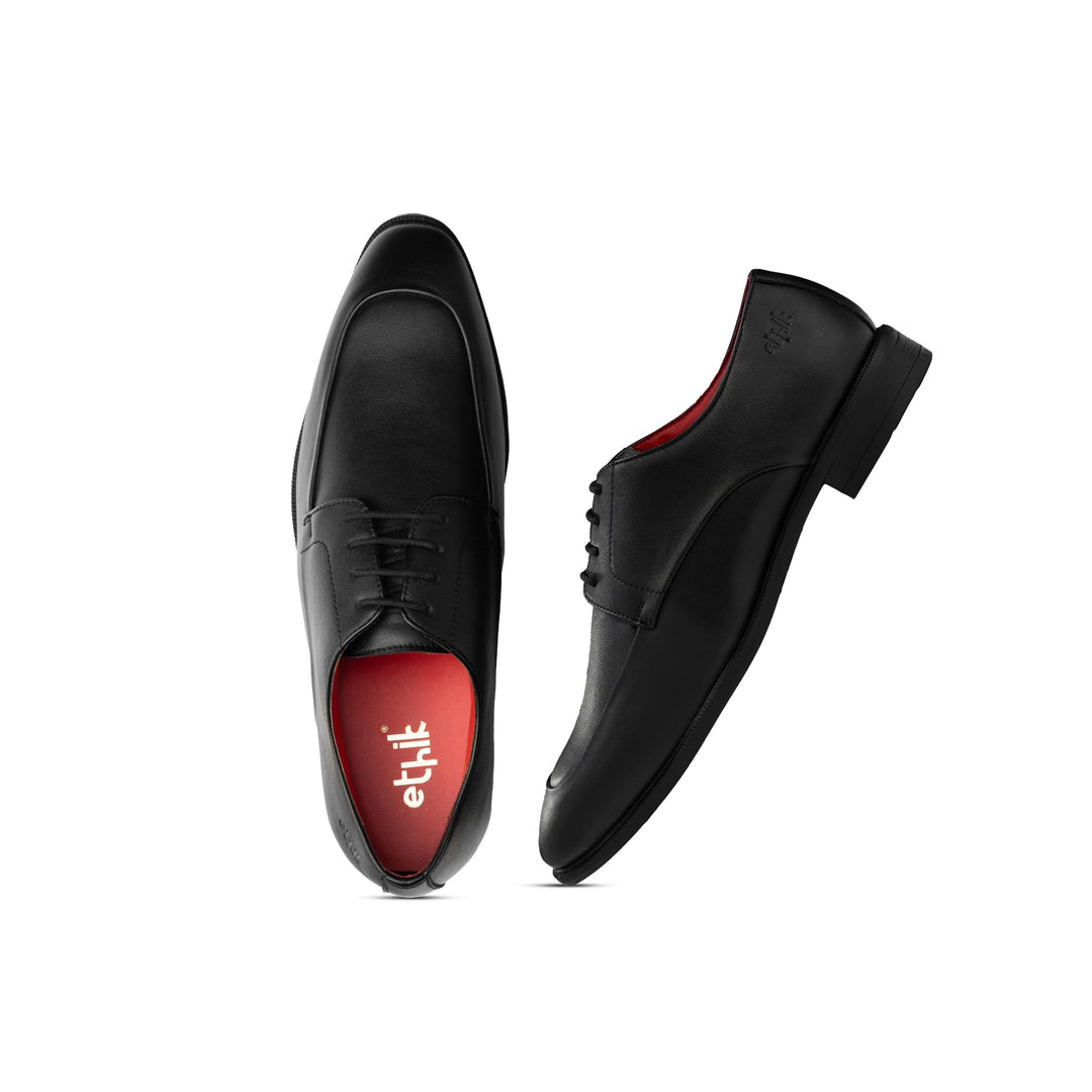 The Executive Black  Square-Toe Derby Shoes