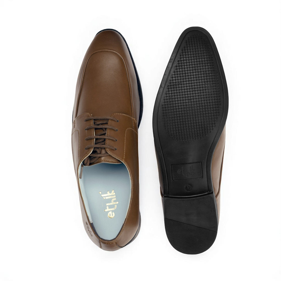 The Executive Tan Square-Toe Derby Shoes