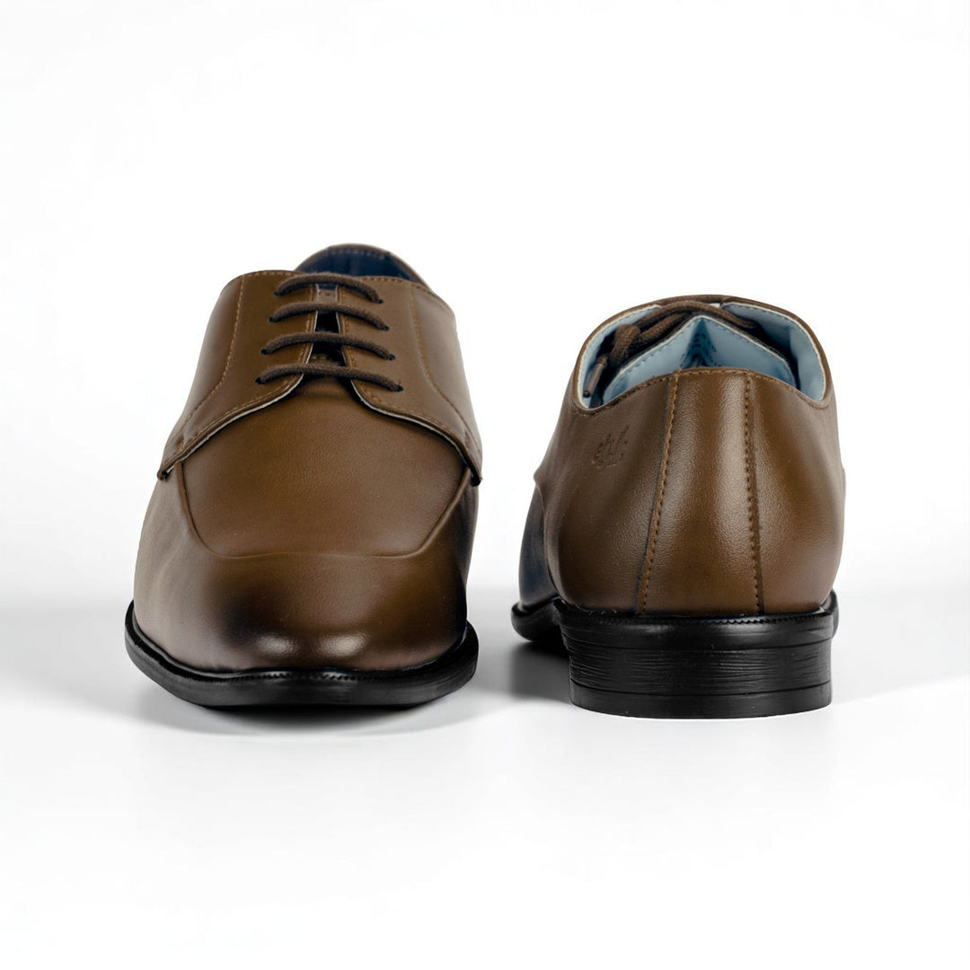 The Executive Tan Square-Toe Derby Shoes