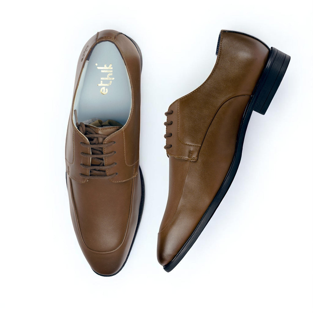 The Executive Tan Square-Toe Derby Shoes