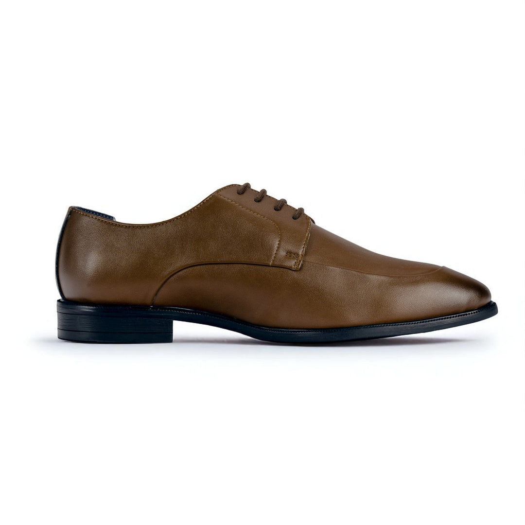 The Executive Tan Square-Toe Derby Shoes