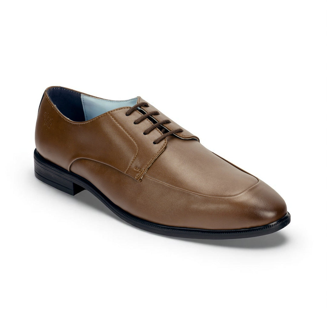 The Executive Tan Square-Toe Derby Shoes