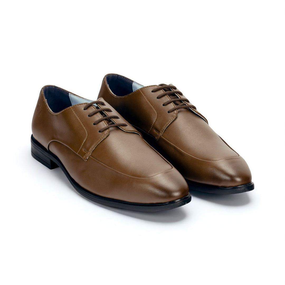 The Executive Tan Square-Toe Derby Shoes
