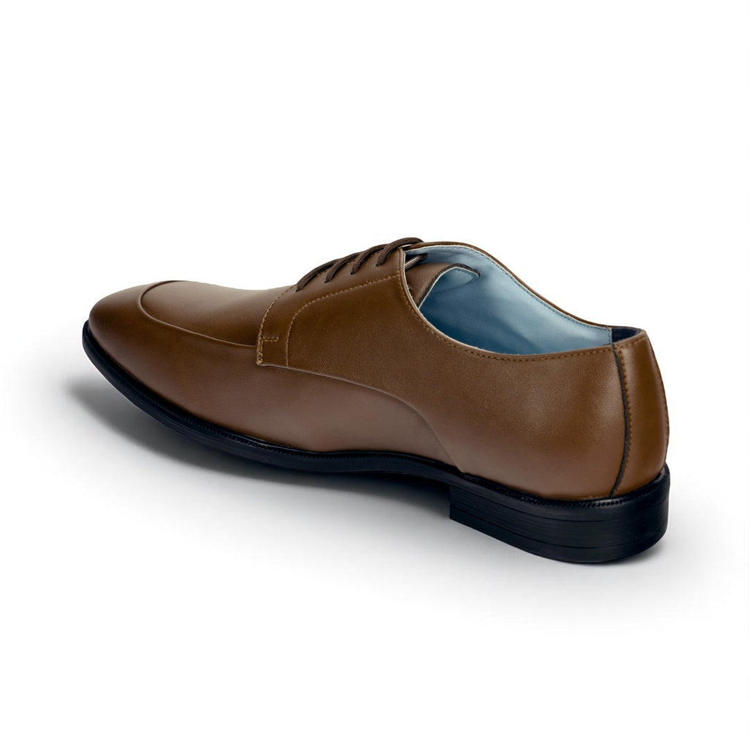 The Executive Tan Square-Toe Derby Shoes