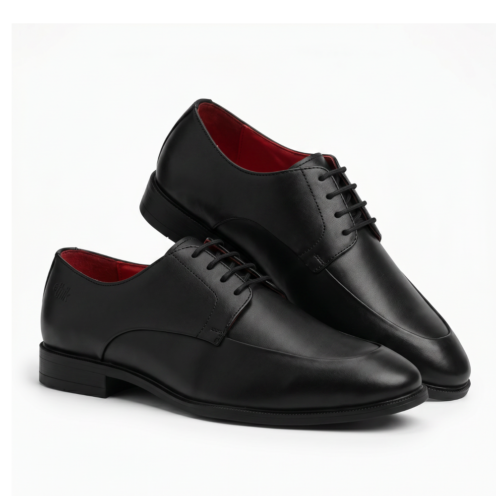 The Executive Black  Square-Toe Derby Shoes