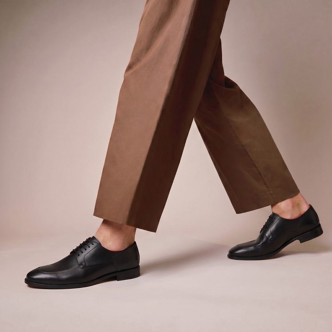 The Executive Black  Square-Toe Derby Shoes