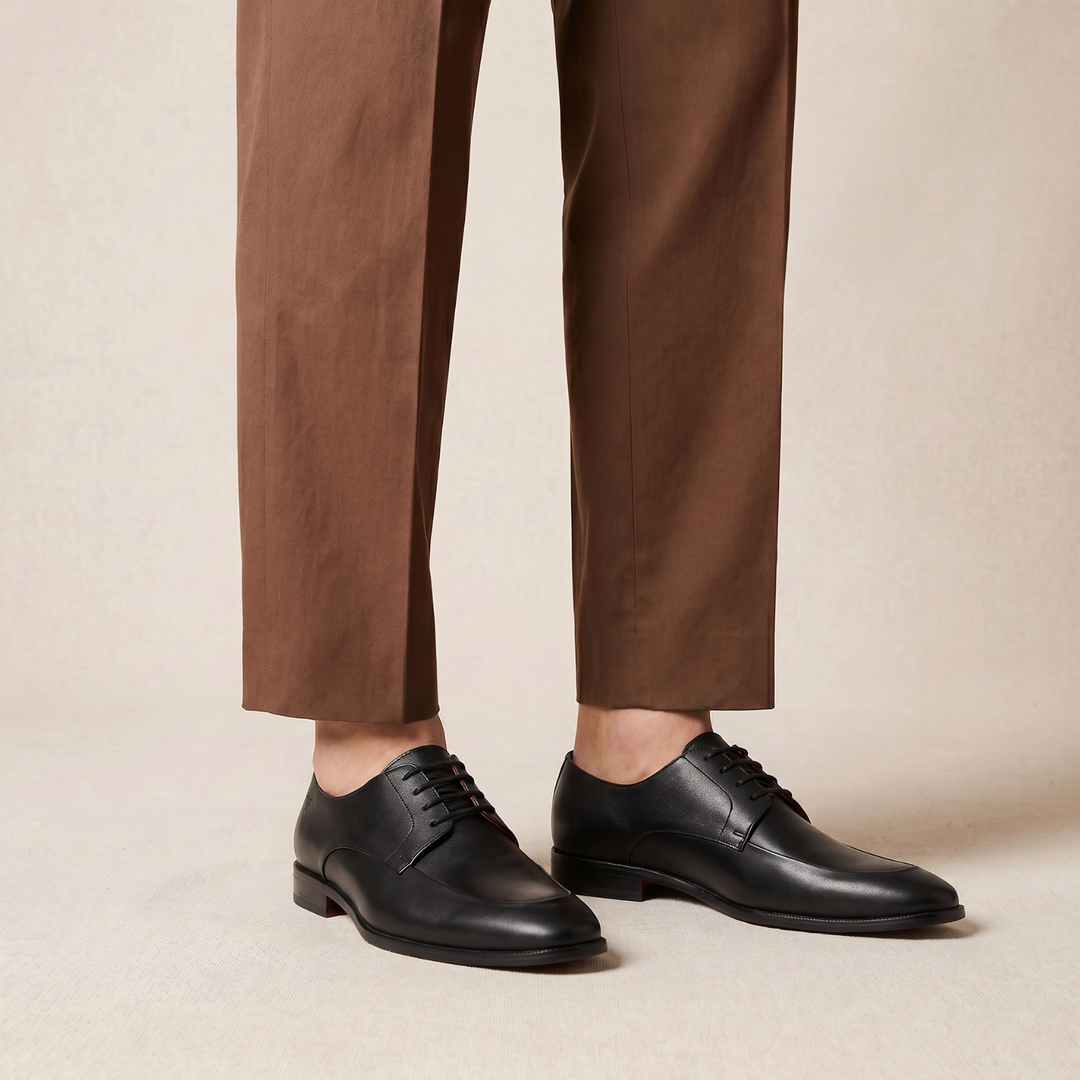 The Executive Black  Square-Toe Derby Shoes