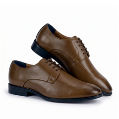 The Executive Tan Square-Toe Derby Shoes