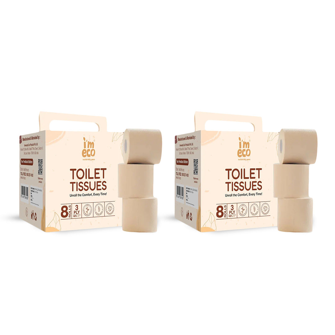 IMECO Soft 3 Ply Bamboo Toilet Paper Rolls - Unbleached & Eco-Friendly - 220 Pulls Each