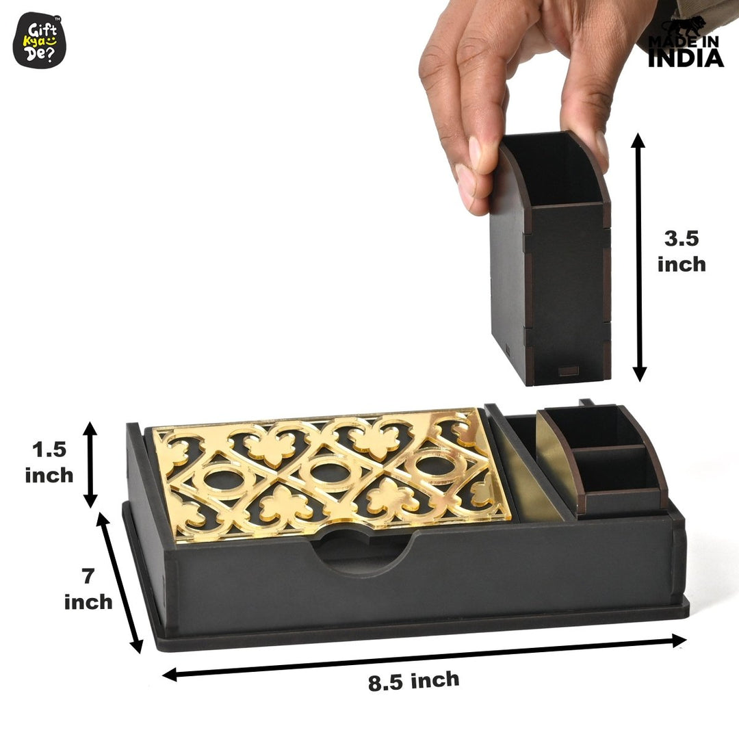 Gift Kya De Tissue Paper Holder for Dining Table with Toothpick Holder Designer 5 Compartment Dining Table Accessories for Home Decor