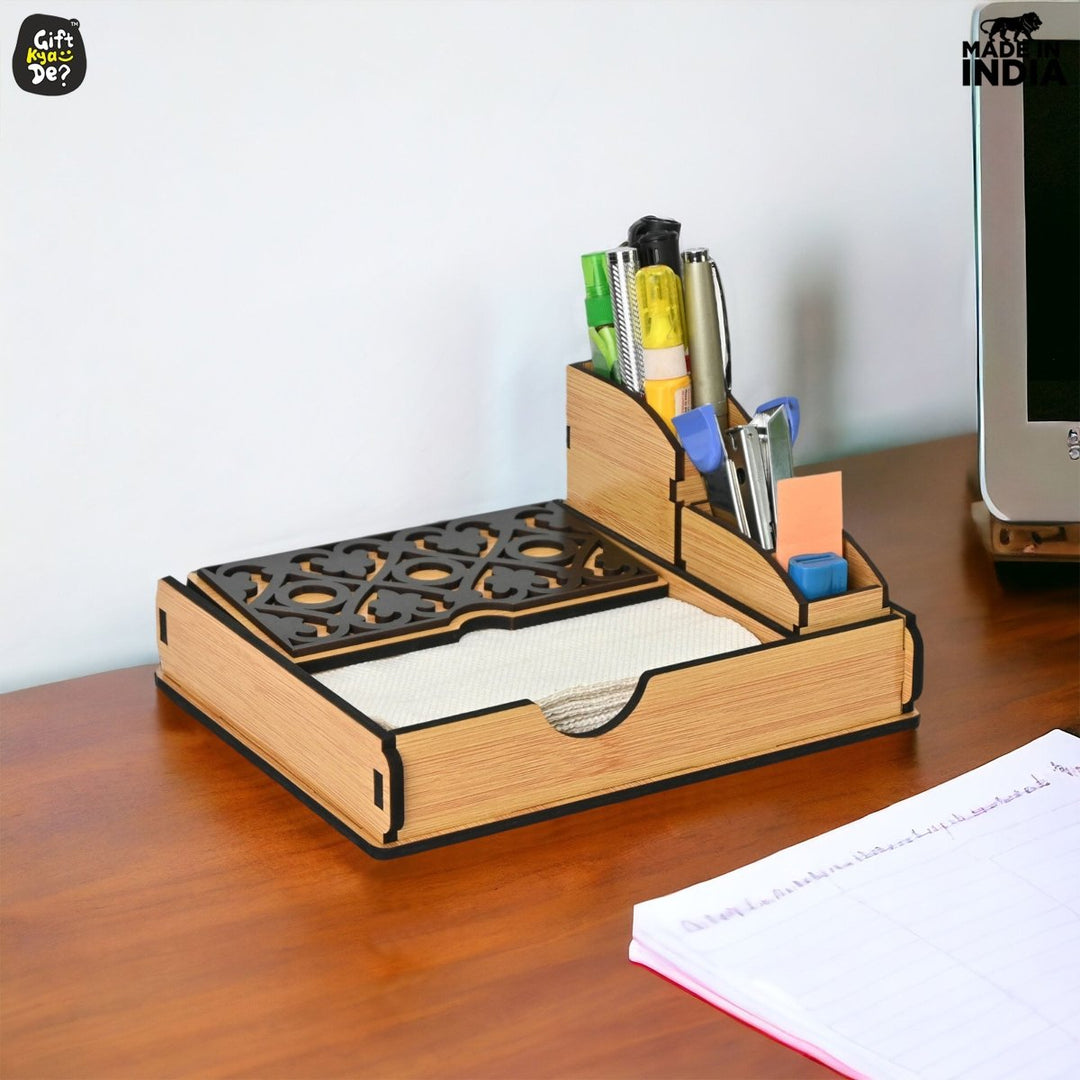 Gift Kya De Tissue Paper Holder for Dining Table with Toothpick Holder Designer 5 Compartment Dining Table Accessories for Home Decor