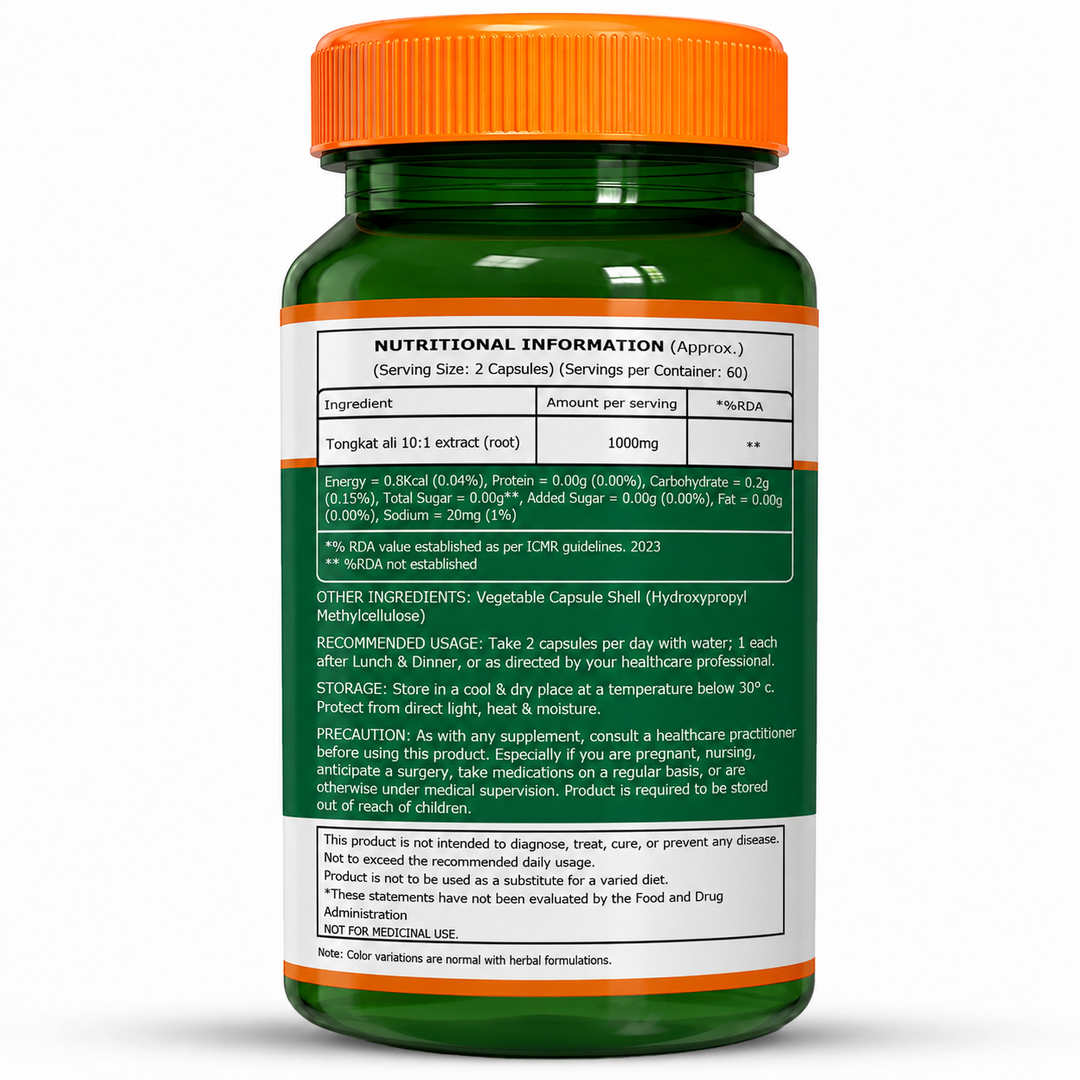 Tongkat Ali 10:1 Root Extract | 1000 mg Per Serving | Strength, Stamina & Vitality Support | 120 Tablets