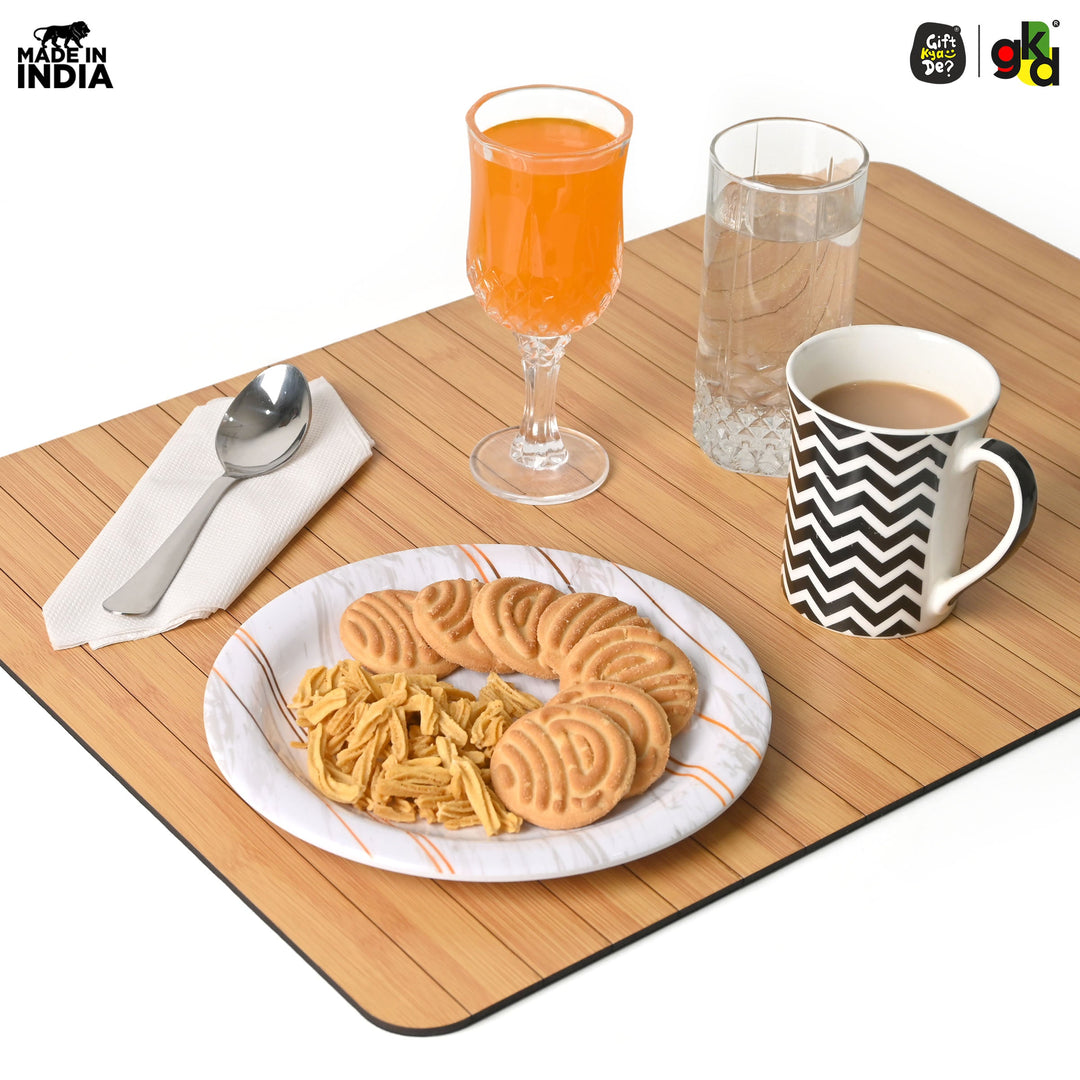 Foldable Sofa Armrest Tray | Bamboo Finish Couch Tray for Snacks, Drinks, Coffee | Available in Small & Large | Eco-Friendly MDF Wood