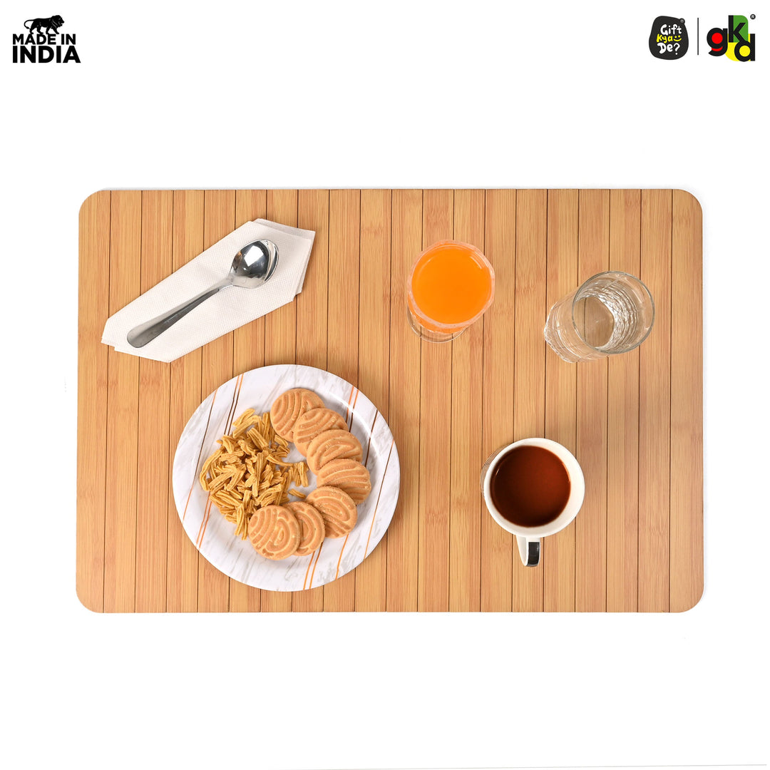 Foldable Sofa Armrest Tray | Bamboo Finish Couch Tray for Snacks, Drinks, Coffee | Available in Small & Large | Eco-Friendly MDF Wood