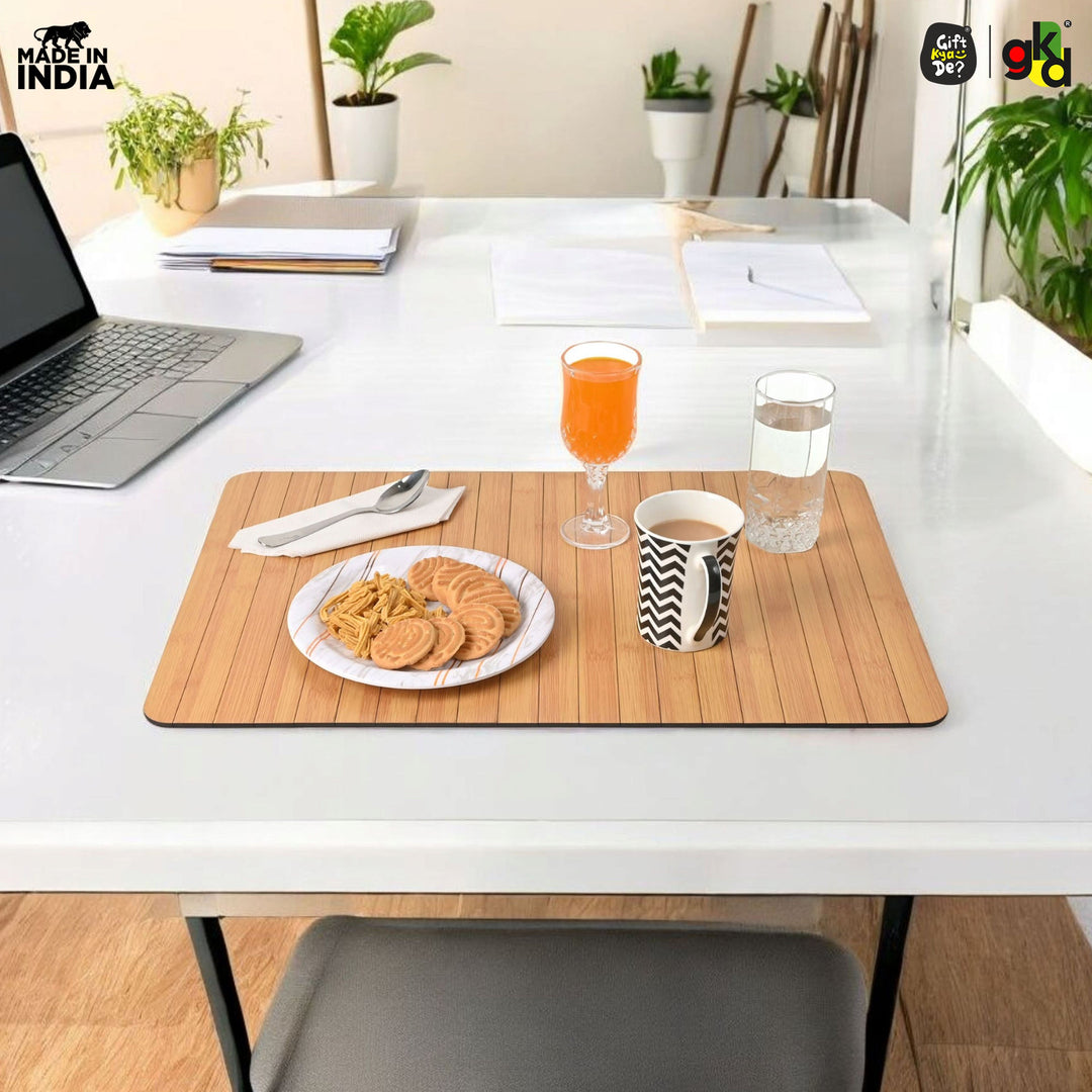 Foldable Sofa Armrest Tray | Bamboo Finish Couch Tray for Snacks, Drinks, Coffee | Available in Small & Large | Eco-Friendly MDF Wood