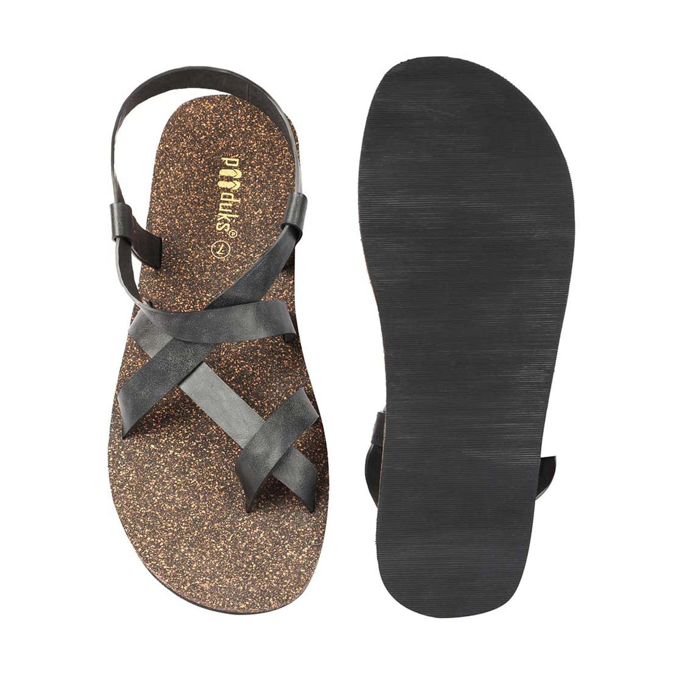 Tro Slingback Cork Sandals for Men (Black)