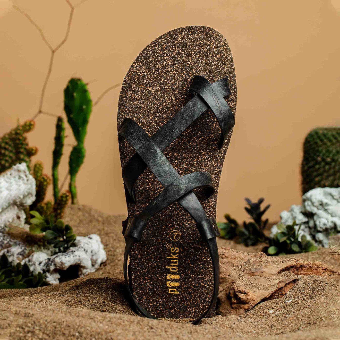 Tro Slingback Cork Sandals for Men (Black)