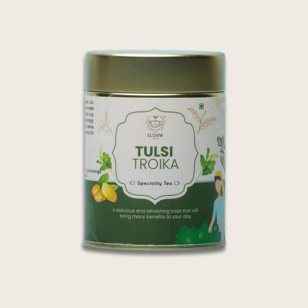 Lluvia Tea Tulsi Troika - Treat Respiratory Issues | Helps Digestive Problems | Relives Stress (50gm)