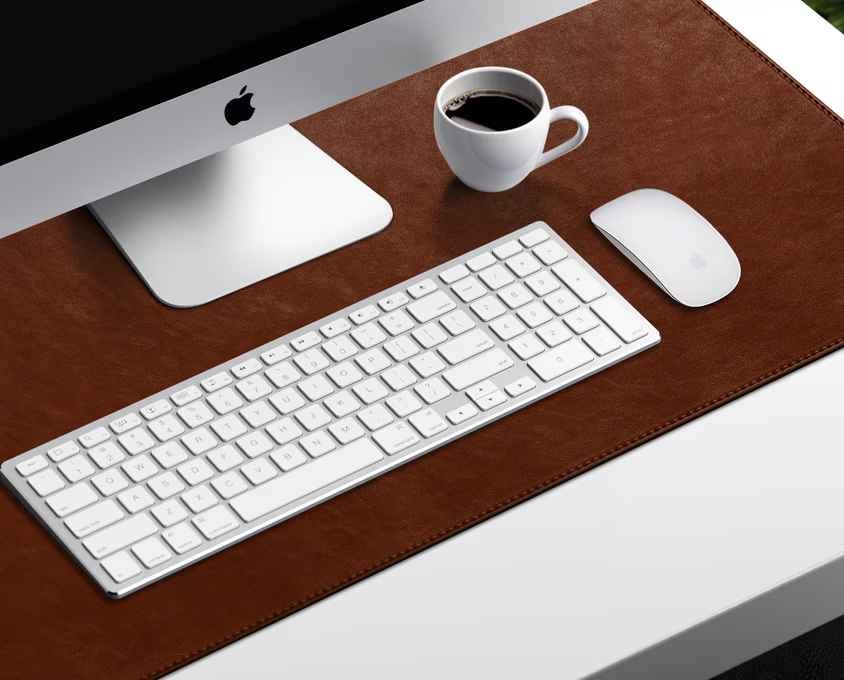 Turf Vegan Leather Desk Mat( Black,Tan)