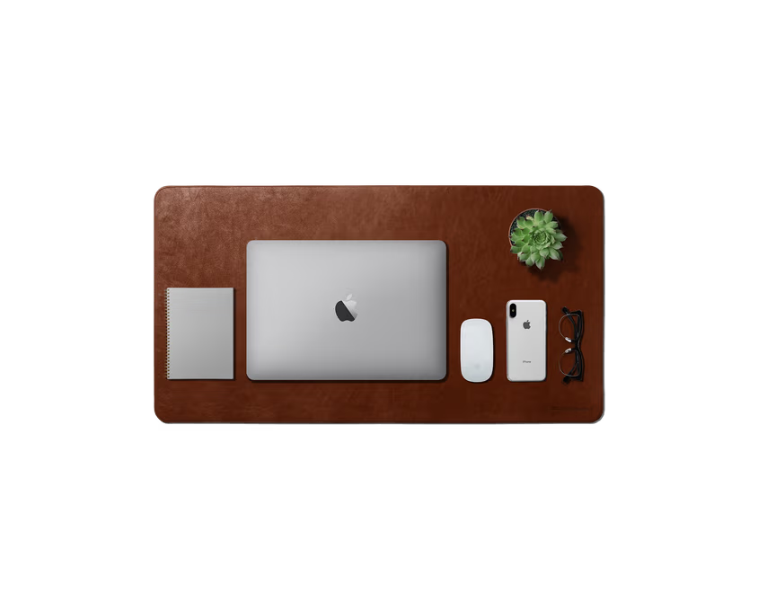 Turf Vegan Leather Desk Mat( Black,Tan)