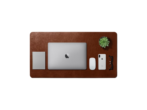Turf Vegan Leather Desk Mat( Black,Tan)