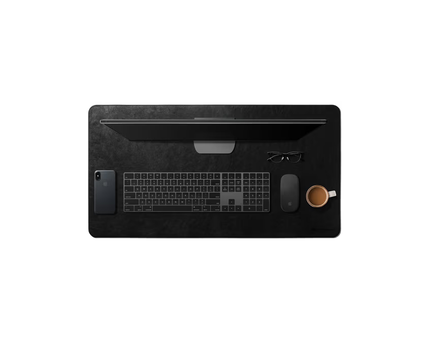 Turf Vegan Leather Desk Mat( Black,Tan)