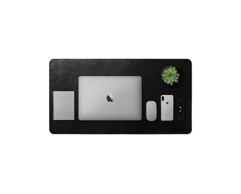 Turf Vegan Leather Desk Mat( Black,Tan)