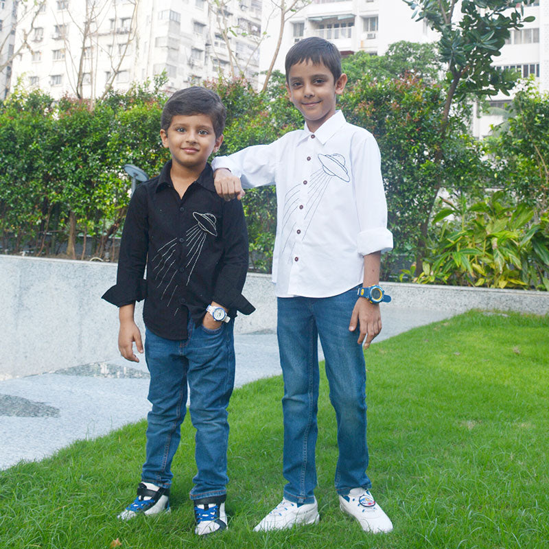 UFO Embroidered Shirt - White