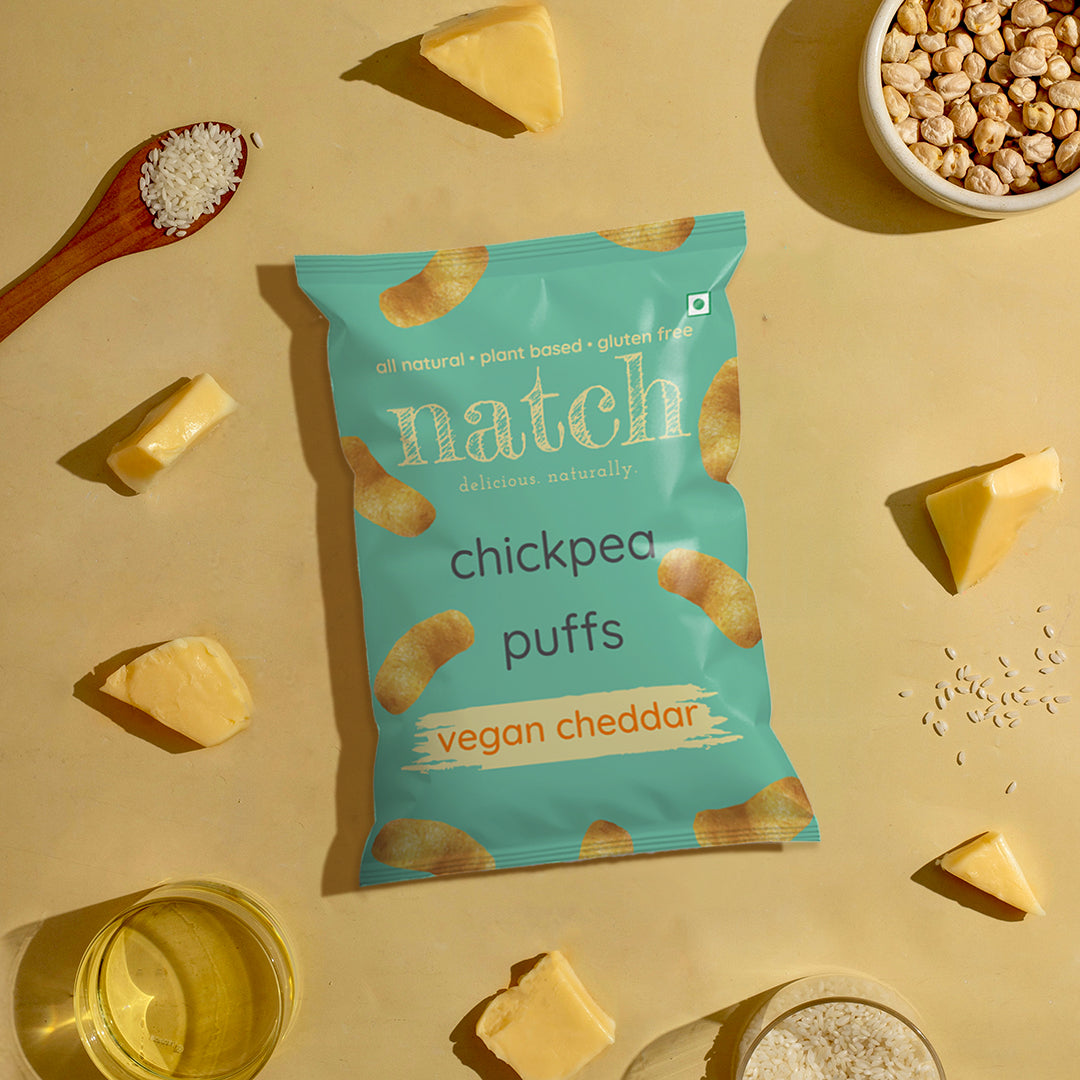 NATCH chickpea puffs - vegan cheddar (large pack of 3 - 65g)