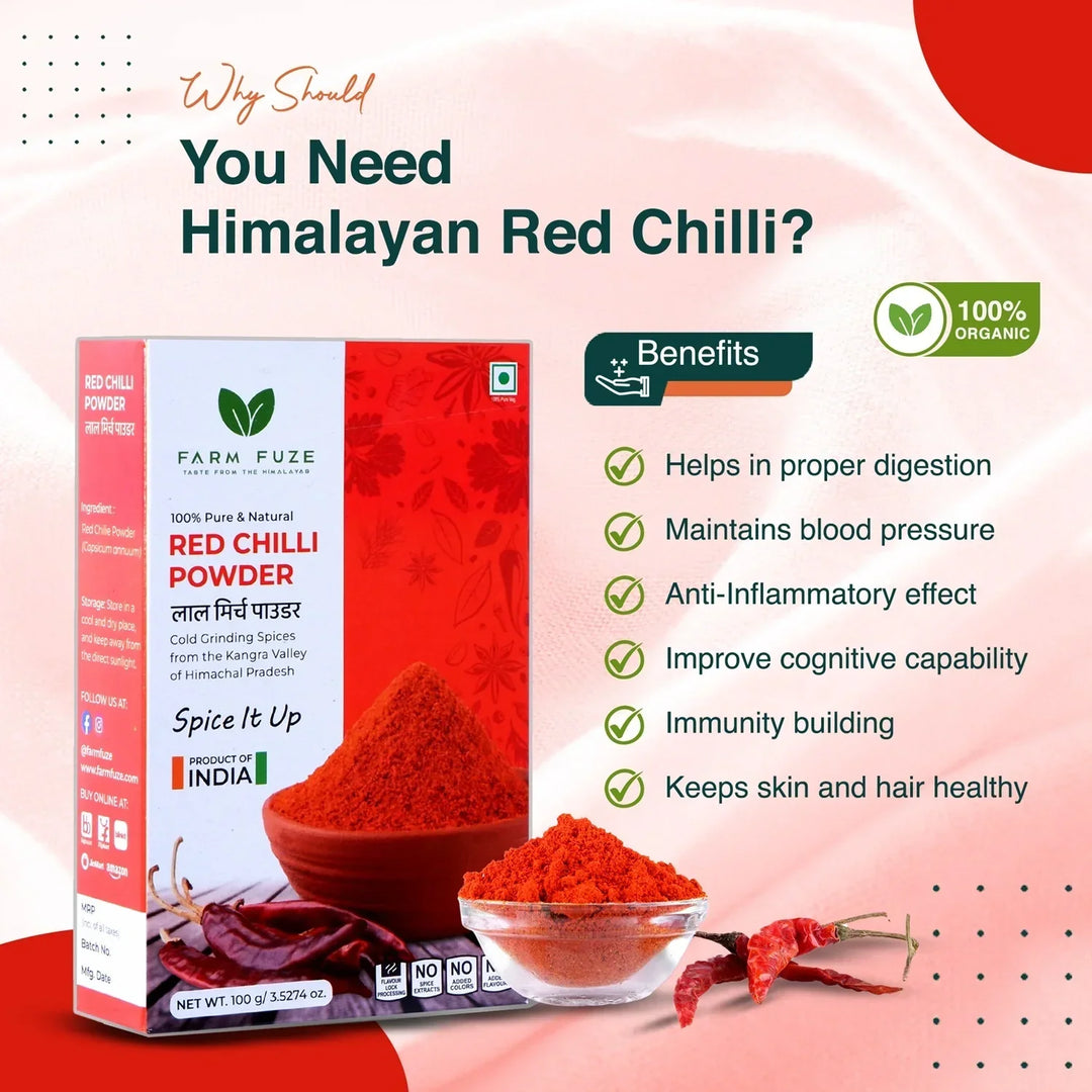 Farm Fuze Red Chili Powder | Lal Mirch Powder (लाल मिर्च पाउडर) - 100 g