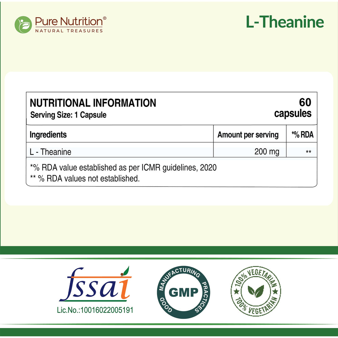 L-Theanine Capsules 200mg – Calm Focus, Stress Relief & Relaxation