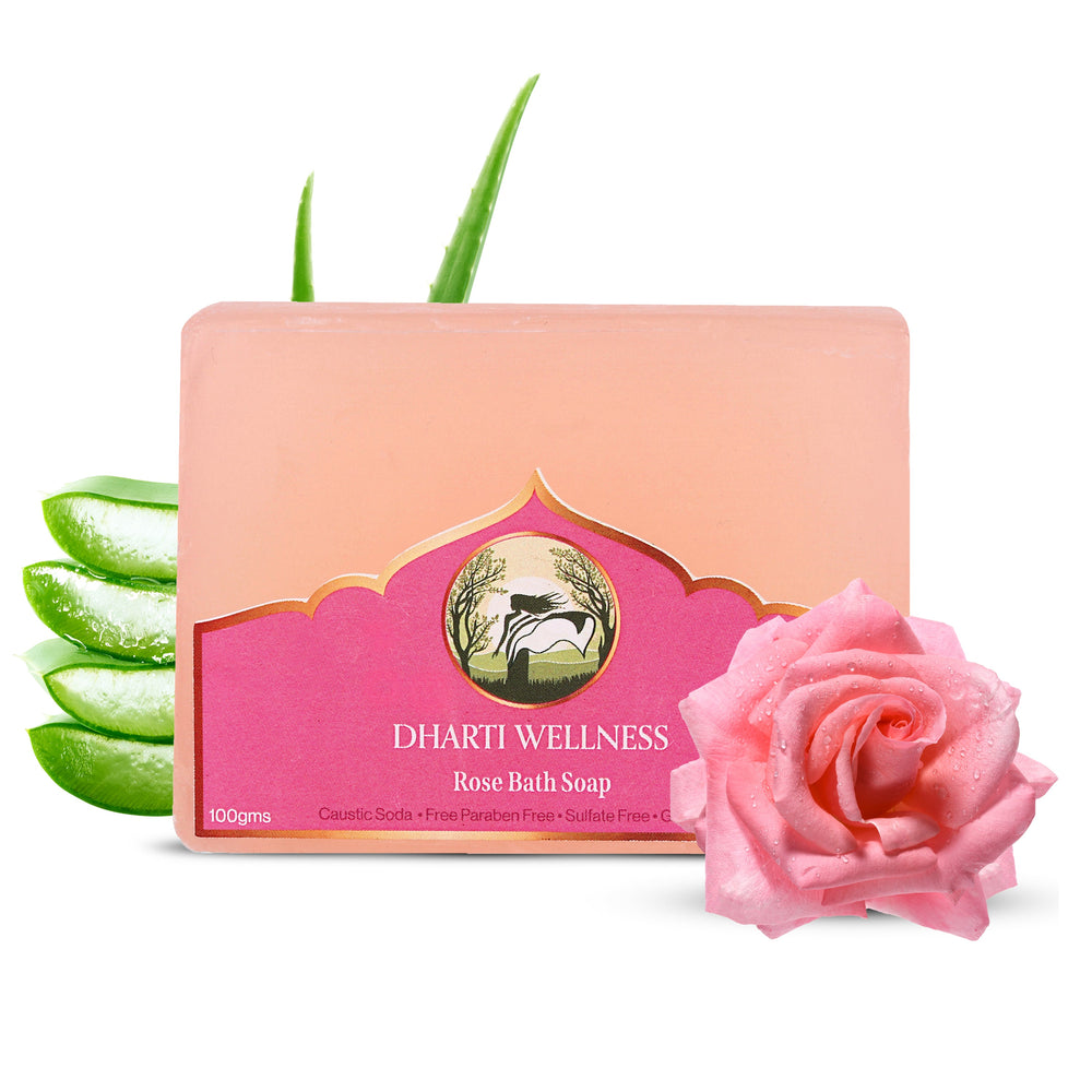 Dharti Wellness Rose Ayurvedic Bath Soap | Natural, Nourishing & Brightening Soap for Glowing Skin
