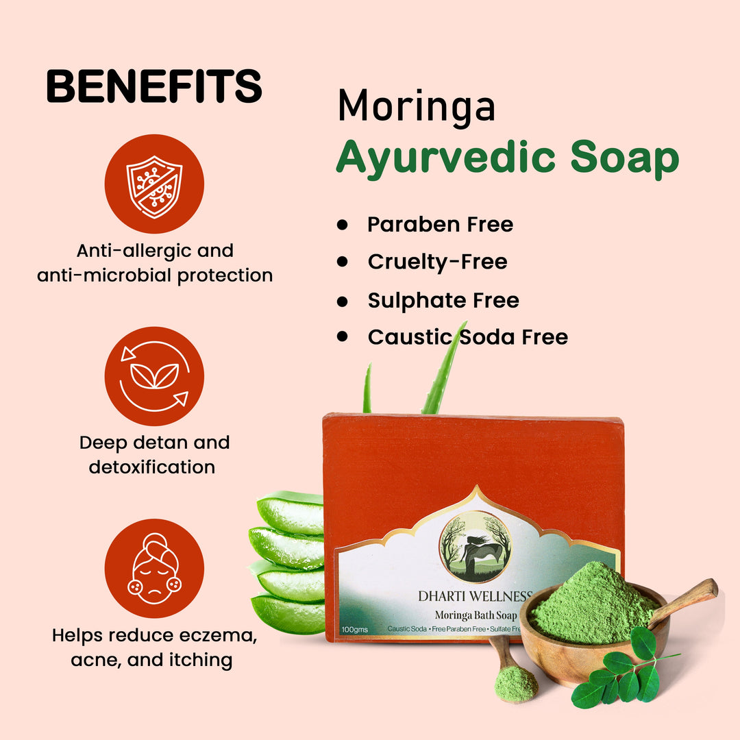 Moringa Bath Soap -  | Organic | Natural | Caustic - Soda Free | Dry Itchy Skin | Hydrating | Stress Relief