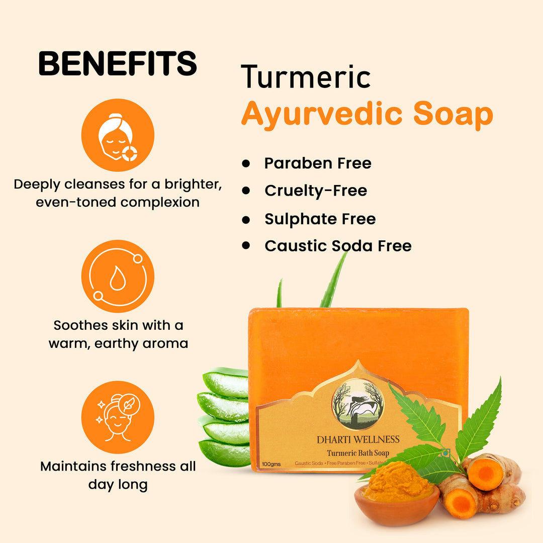 Turmeric Soap -  Organic | Natural | Caustic - Soda Free | Anti - Inflammatory | Anti - Pigmentation | For Radiant Skin | Reduces Redness and Irritation