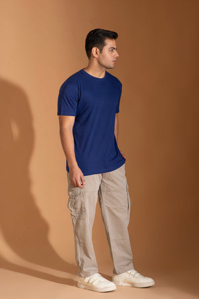 Organic Bamboo Round Neck T-Shirt for Men : Indigo Blue