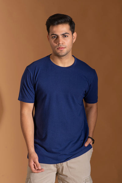 Organic Bamboo Round Neck T-Shirt for Men : Indigo Blue