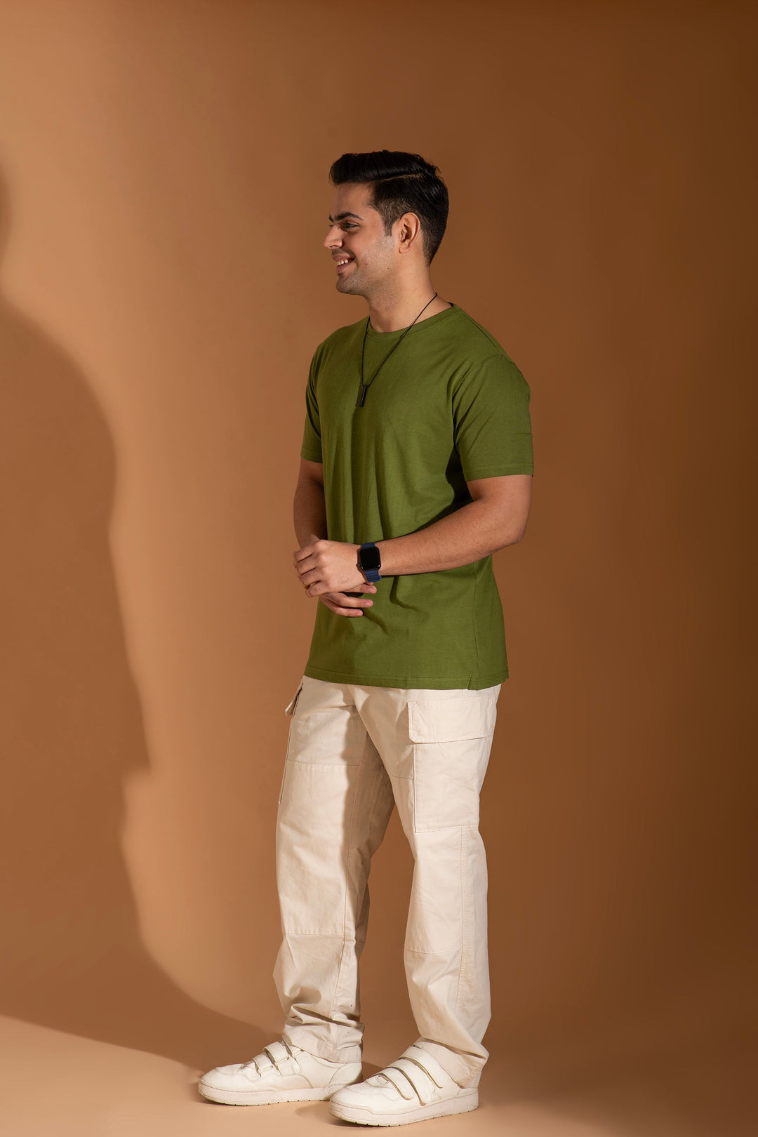 Bambians Organic Bamboo Round Neck T-Shirt for Men : Olive Green